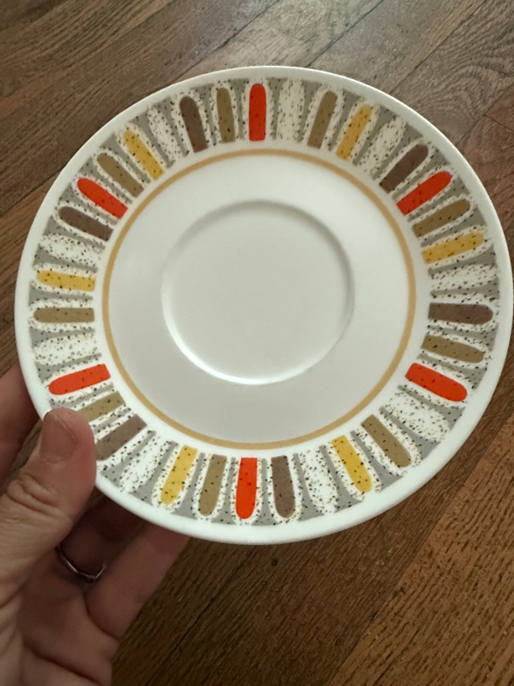 Noritake Mardi Gras Saucers in White Orange, Yellow and Brown Accents Set of 6 - Picture 4 of 8